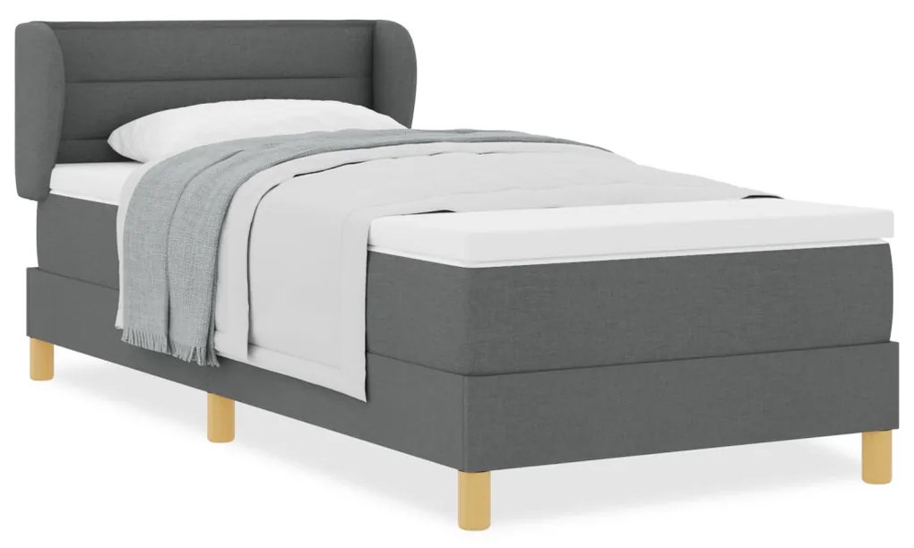 Boxspringágy Matracokkal Sötétszürke 90x200 cm Szövet