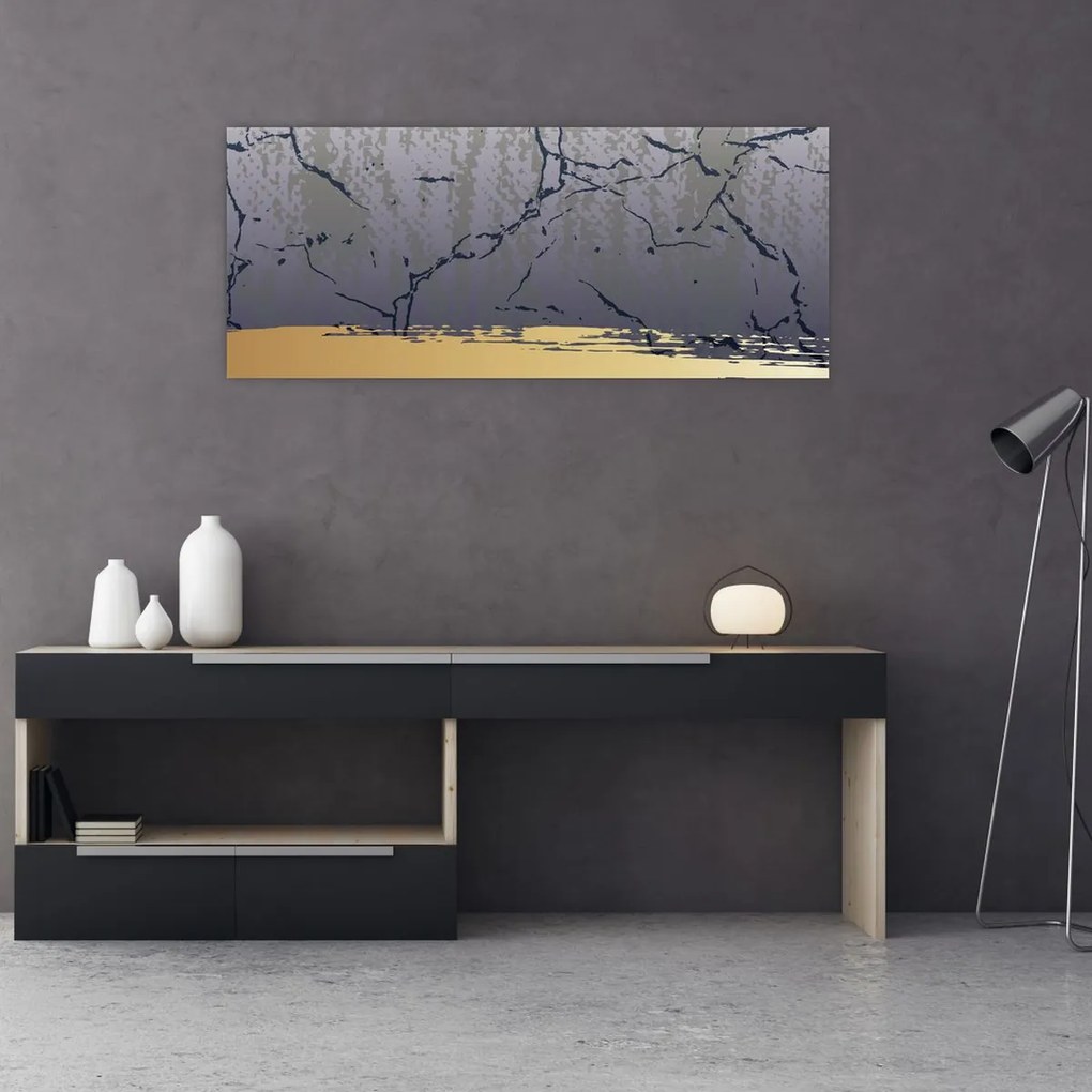 Kép - Kék és arany absztrakció N⁰1 (120x50 cm)