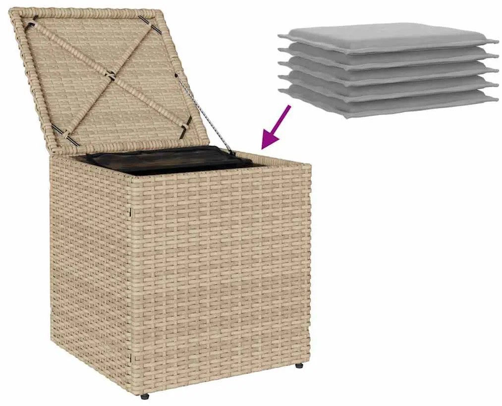 2 db bézs polyrattan kerti szék párnával 40x40x43 cm