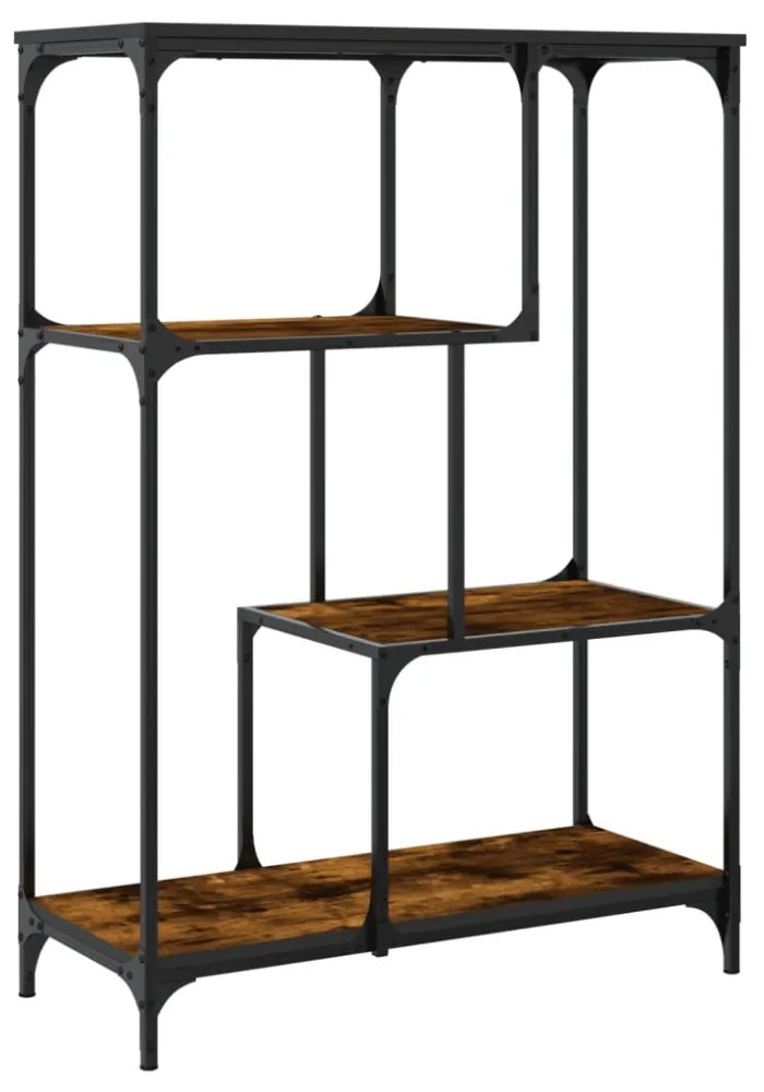 füstös tölgy szerelt fa és acél könyvespolc 81x36x115 cm