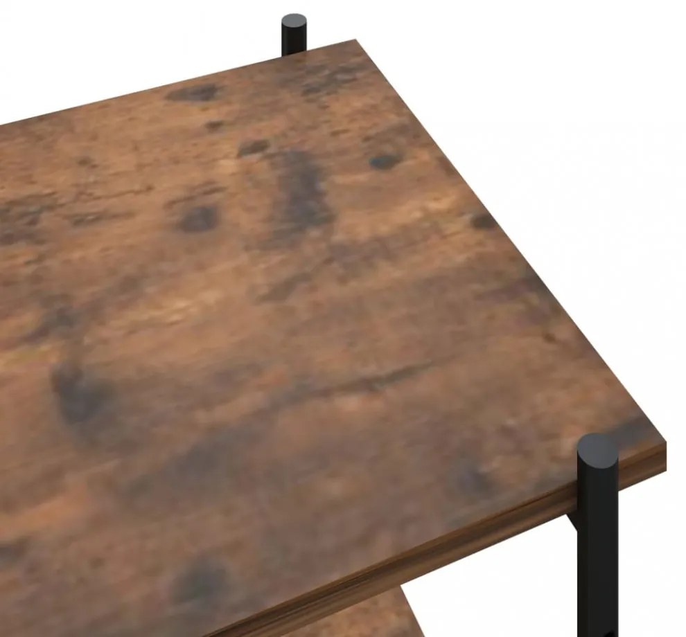 fekete és sötét faszínű 4 szintes polcrendszer 80 x 40 x 130 cm
