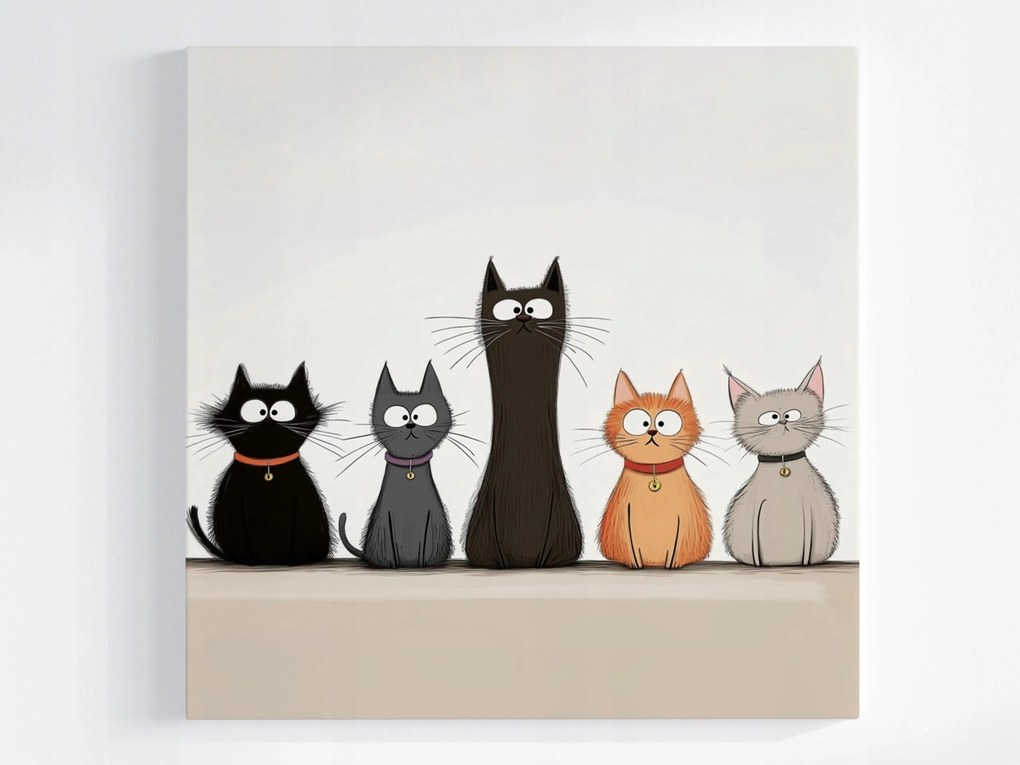 Canvas Vászonkép Vicces Macskák Család Banda 40x40