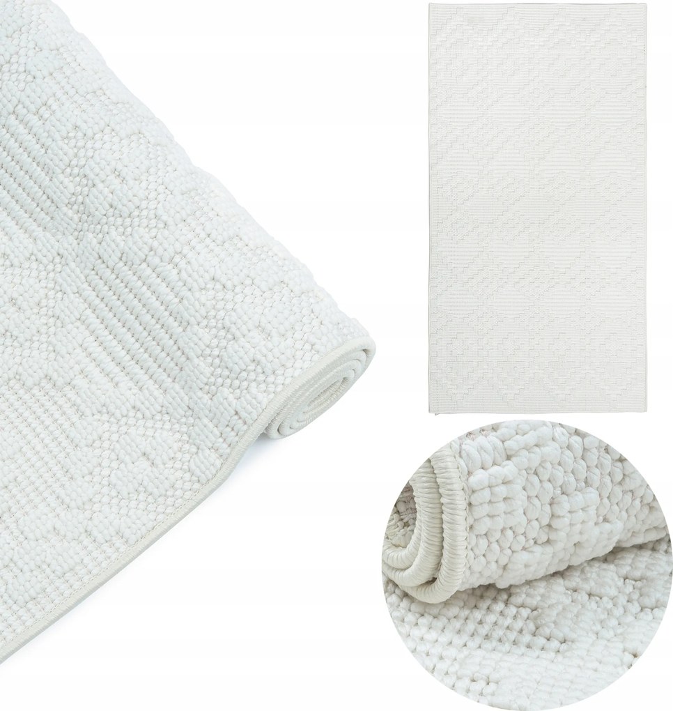 Boho szőnyeg Japandi bézs 80x150 cm krémszínű Fehér