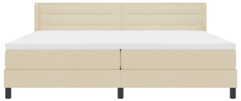 Boxspring ágy matraccal, Krém színben, 200 x 200 cm - Szövet