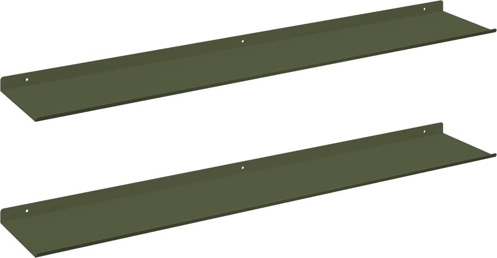 vidaXL Lebegő polc 2 pcs Olajzöld 100 x 18 x 2,5 cm Acél