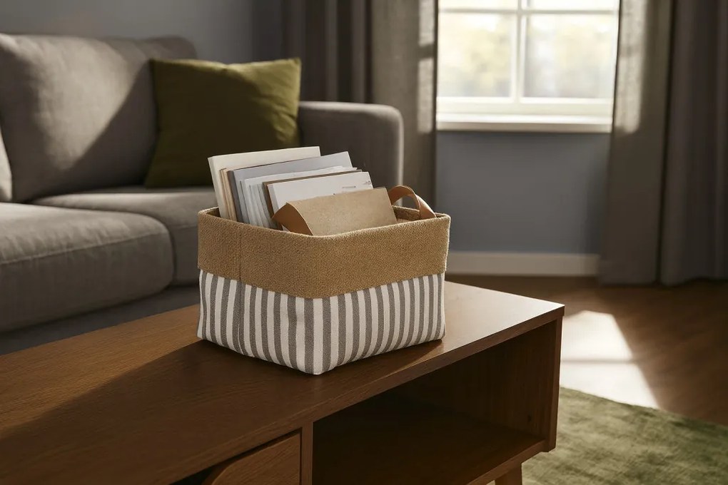 Csíkos tároló doboz 20 x 30 x 18 cm - s méret