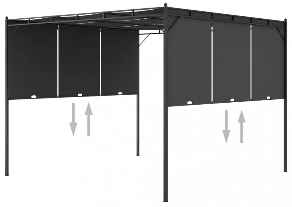 vidaXL antracitszürke kerti pavilon oldalfüggönnyel 3 x 3 x 2,25 m