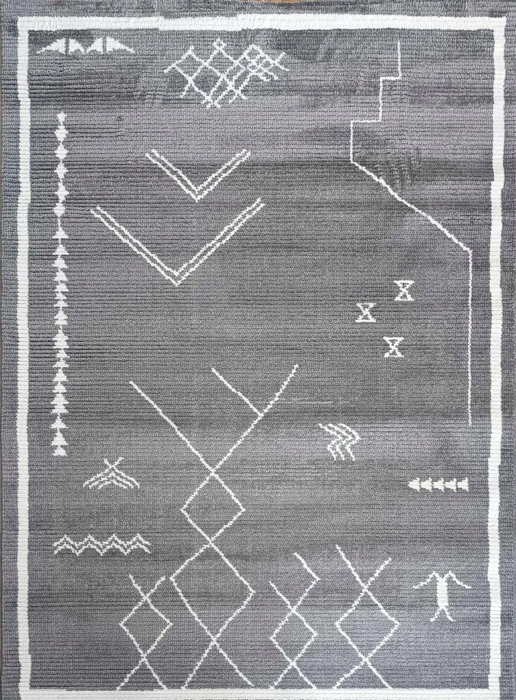 Exkluzív krémszürke Boho szőnyeg,finom puha sörtékkel 80x150cm