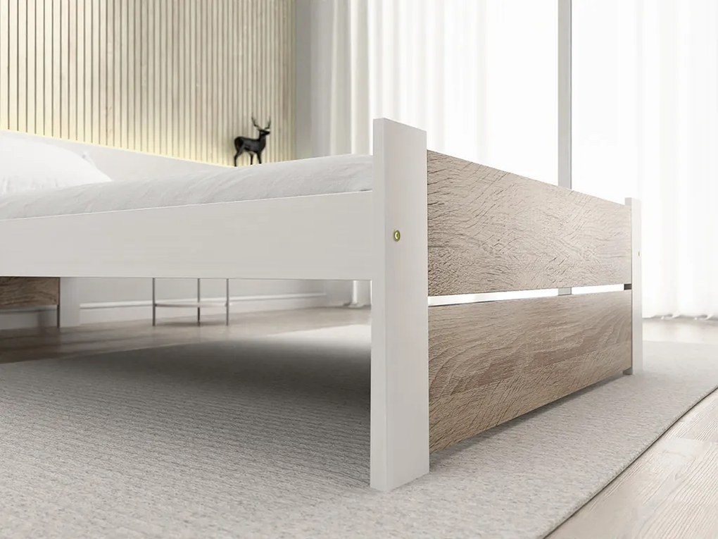 IKAROS DOUBLE ágy 90 x 200 cm, fehér/sonoma tölgy Ágyrács: Léces ágyrács, Matrac: Somnia matrac 18 cm