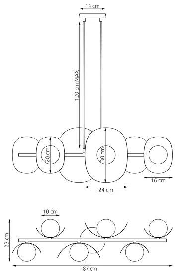 Kábelre szerelhető csillár ELEMENTI 6xG9/8W/230V fehér