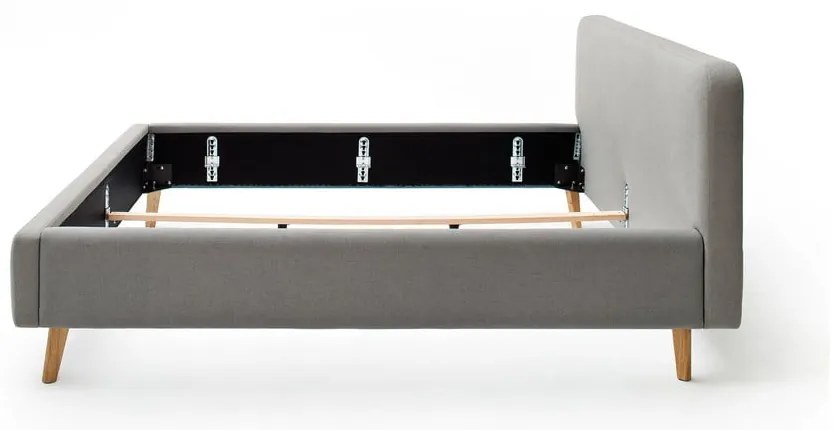 Szürke kárpitozott franciaágy ágyrács nélkül 160x200 cm Mattis – Meise Möbel