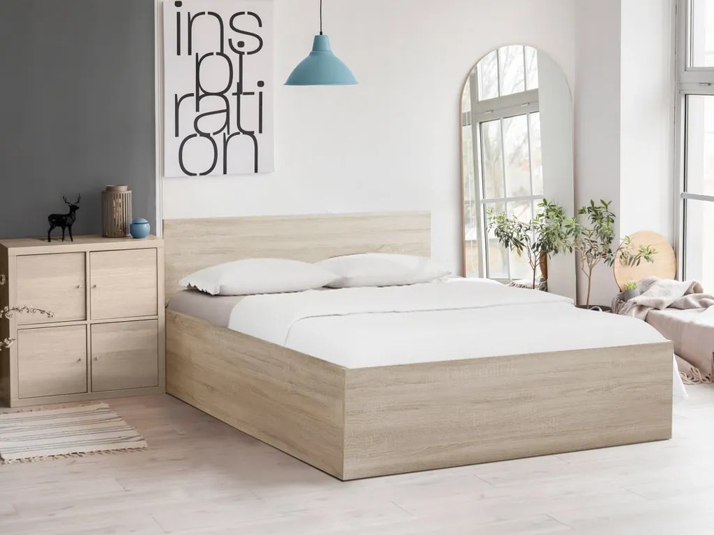 Ágy SOFIA 90 x 200 cm, sonoma tölgy Matrac: Deluxe 10 cm matraccal, Ágyrács: Ágyrács nélkül