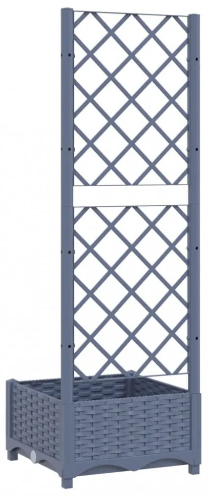 sötétszürke PP rácsos kerti ültetőláda 40 x 40 x 121,5 cm