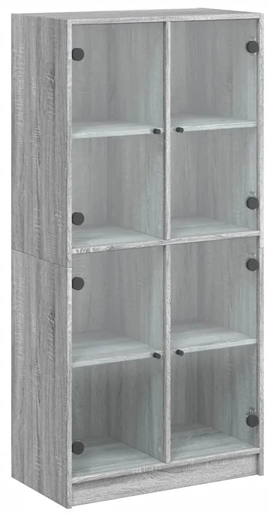 szürke sonoma színű magasszekrény ajtókkal 68x37x142 cm