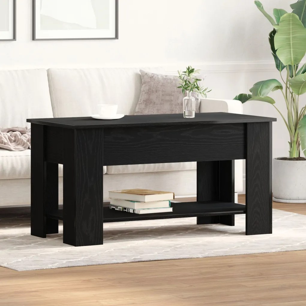 Fekete Tölgy Kávézóasztal - 101x49x52 cm Műanyagból készült