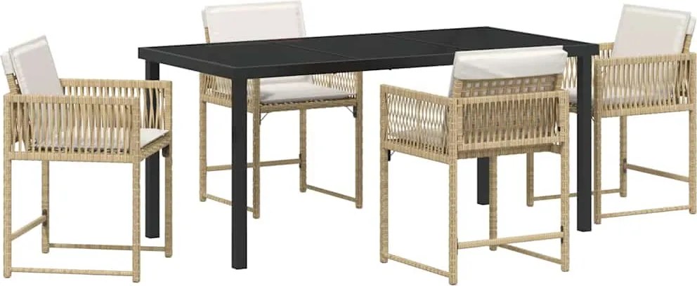 vidaXL Kert étkező szett 5 pcs Bézs polirattan