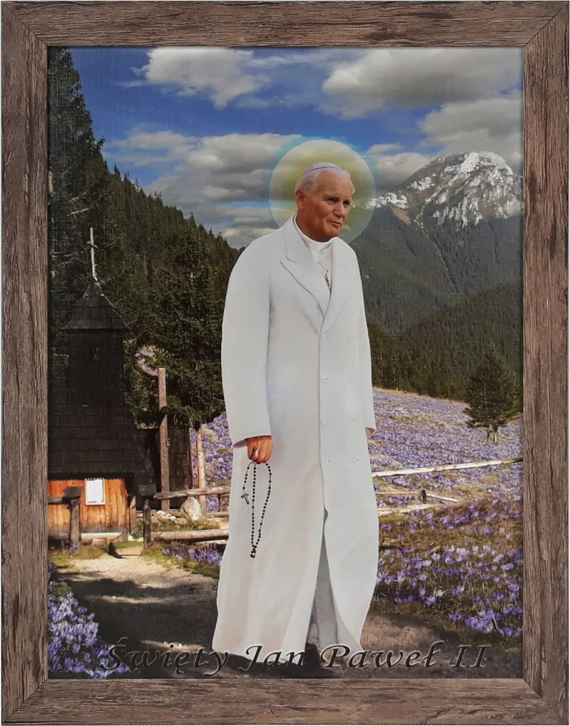 Vászonkép 45x35 Szent II. János Pál Pápa Tölgyfa Keret