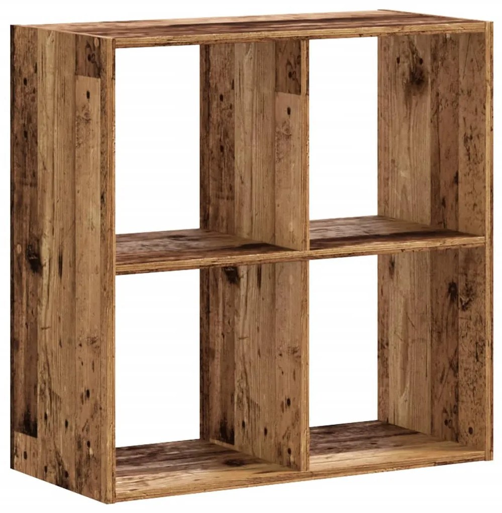 antik fa színű szerelt fa könyvespolc 68,5 x 32 x 68,5 cm