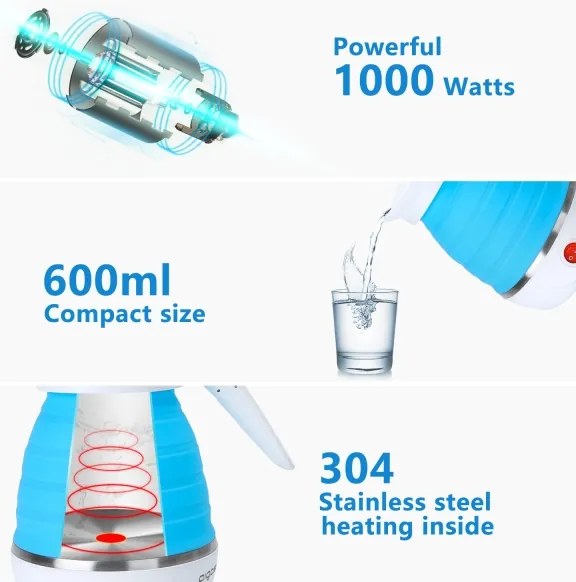Aigostar utazó vízforraló 600 ml 1000W/230V