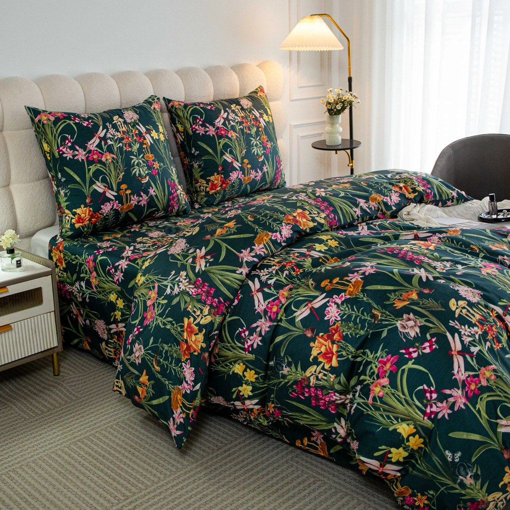 Mikroszálas ágynemű MYSTIC GARDEN sötétzöld Ágyneműhuzat mérete: 70 x 90 cm | 140 x 200 cm