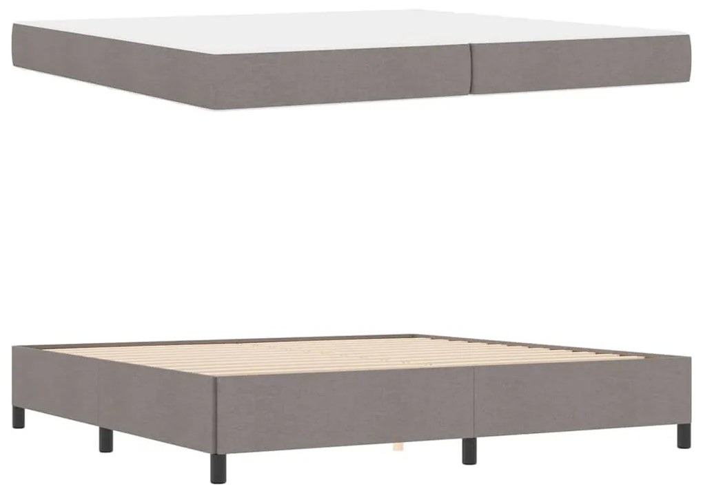 Boxrugós ágy Taupe és Fekete 200 x 200 cm Textil és mérnöki fa