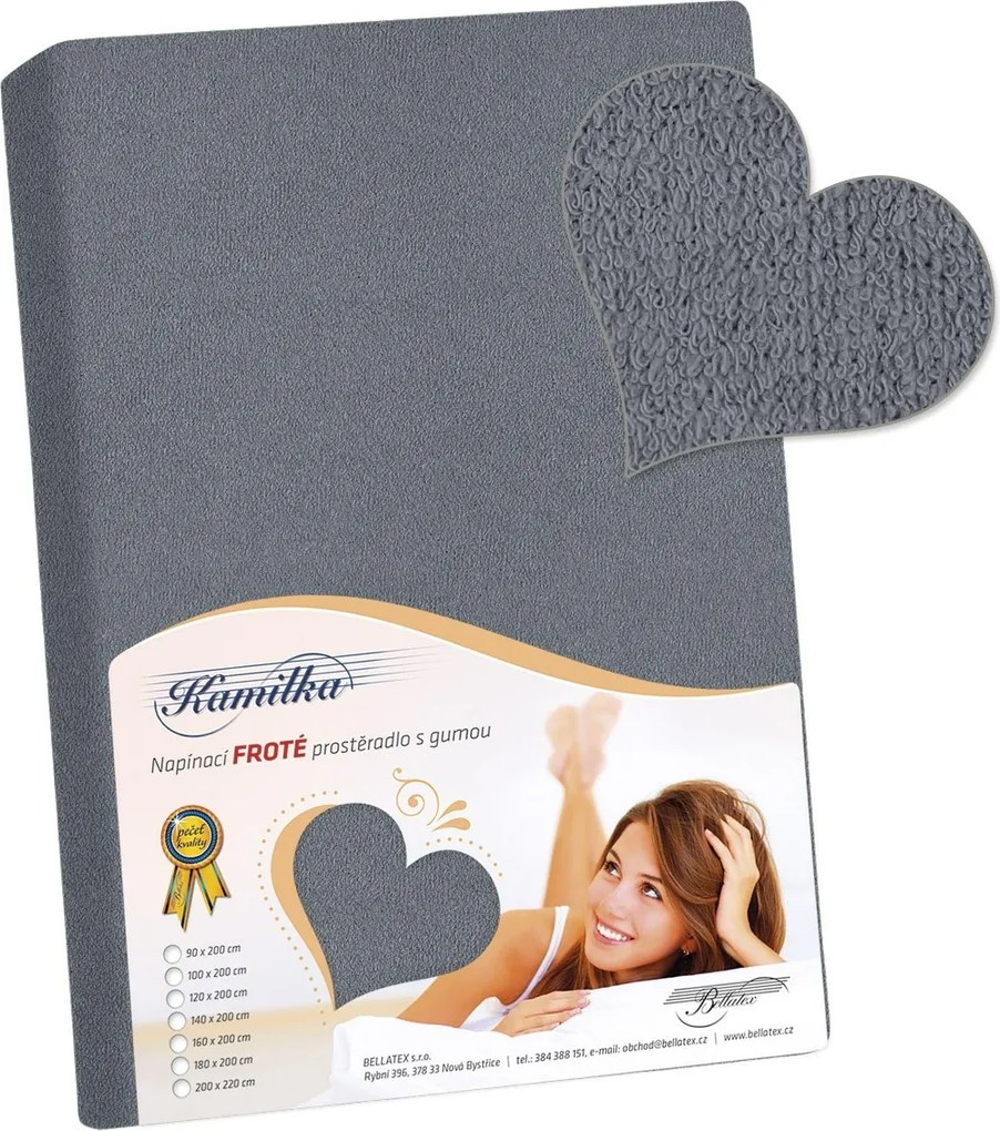 Bellatex Kamilka frottír lepedő sötétszürke, 180 x 200 cm, 180 x 200 cm
