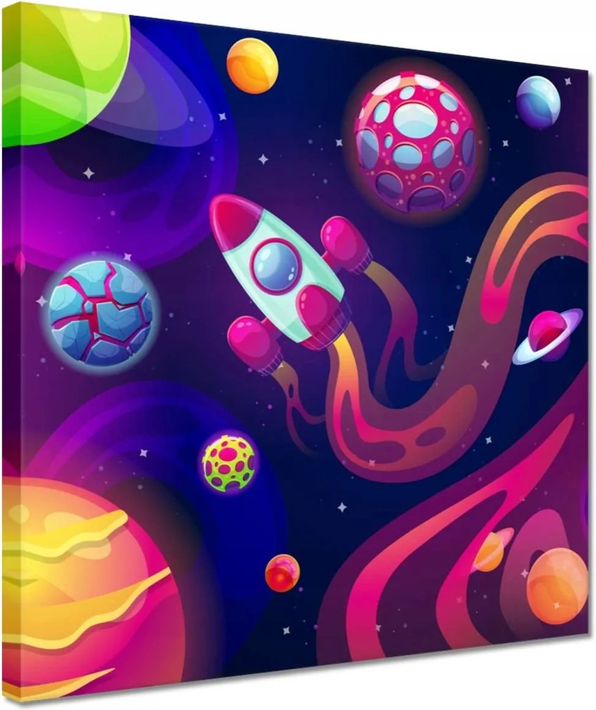 Vászonkép 30x30 Űrrakéta repül egy új bolygóra