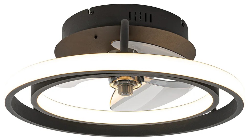 Mennyezeti ventilátor fekete 46,5 cm LED-del, távirányítóval - Kees