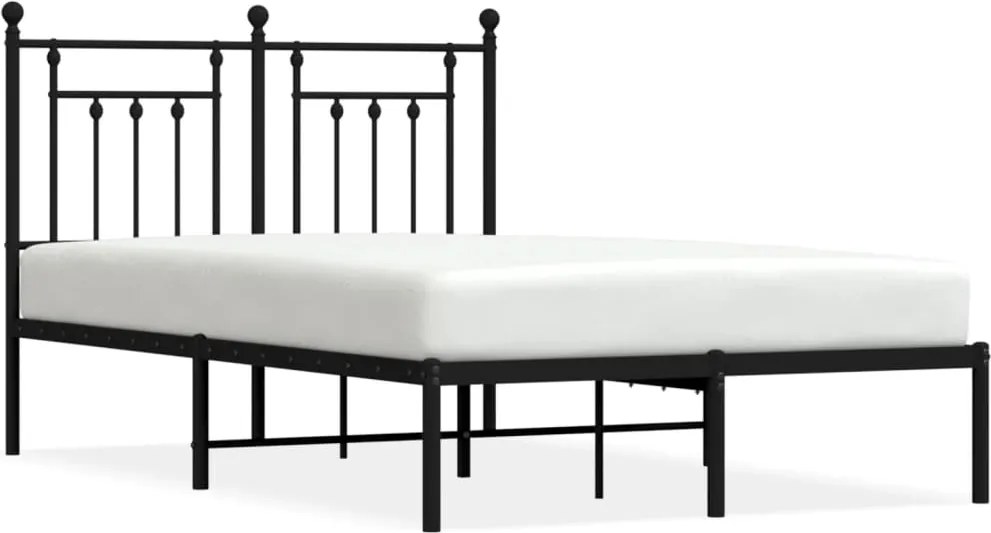 vidaXL fekete fém ágykeret fejtámlával 120 x 200 cm