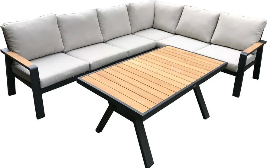 Szürke alumínium ötszemélyes kerti lounge szett Rotterdam – Rojaplast