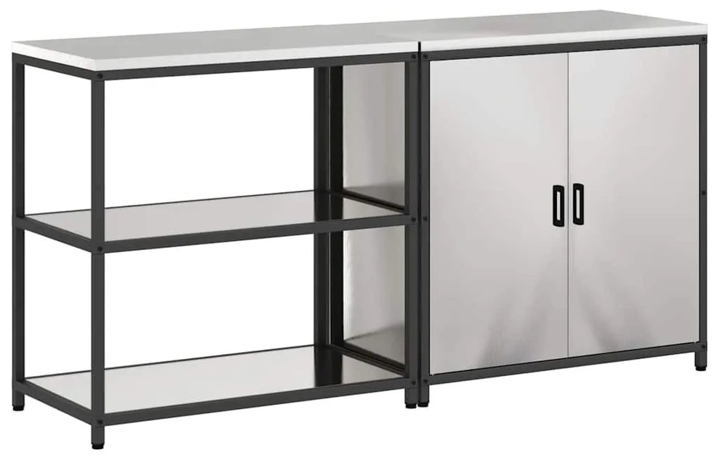 Konyhai Tároló Készlet polcokkal 2 pcs Ezüst 180 x 50 x 92 cm