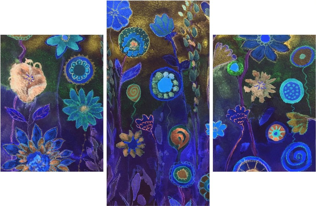 Sötétkék virágok képe (90x60 cm)
