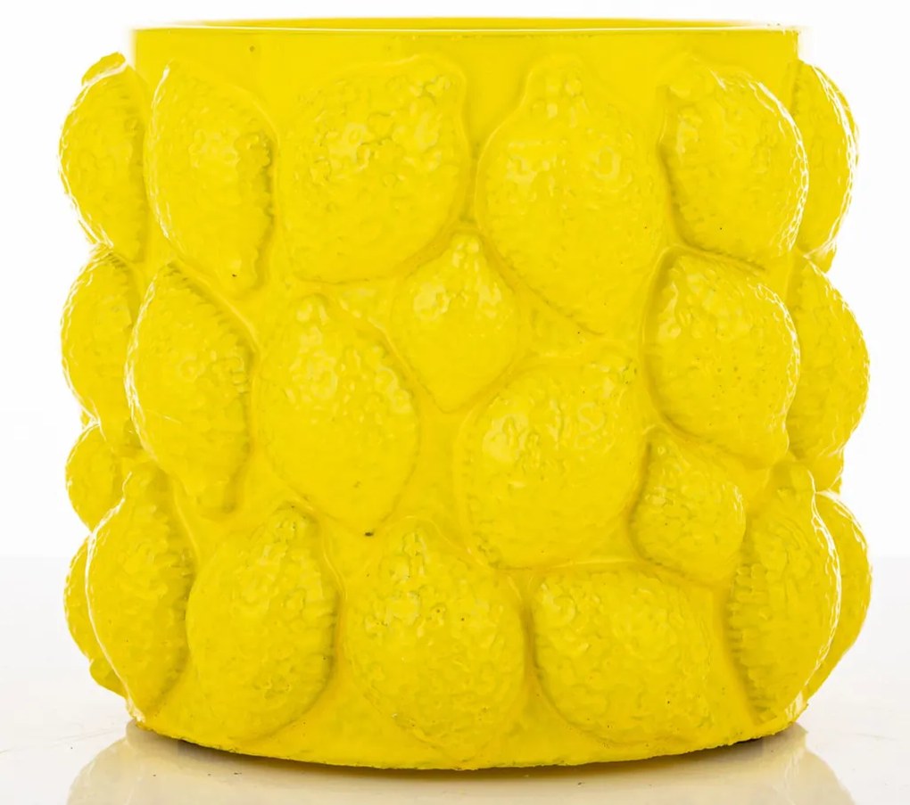 Modern design Kaspó kerámia sárga 10x12x12 belső lyuk 8cm