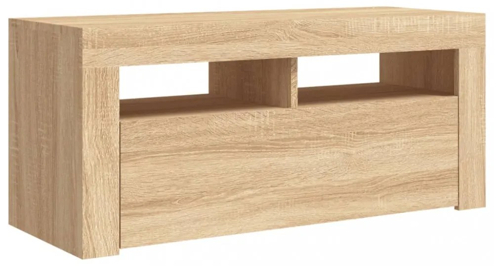 sonoma tölgy színű TV-szekrény LED-világítással 90 x 35 x 40 cm