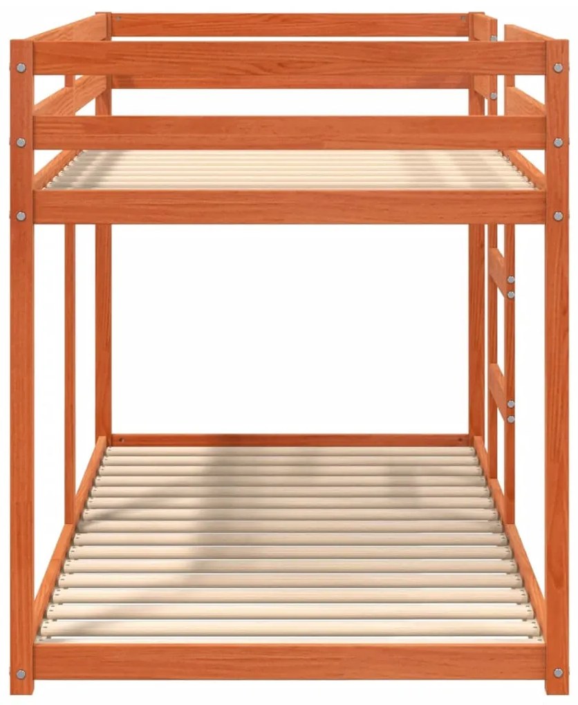 viaszbarna tömör fenyőfa emeletes ágy 90x190 cm