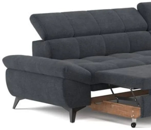 Fekete, jobbos MARANO L-alakú kihúzható sarokkanapé