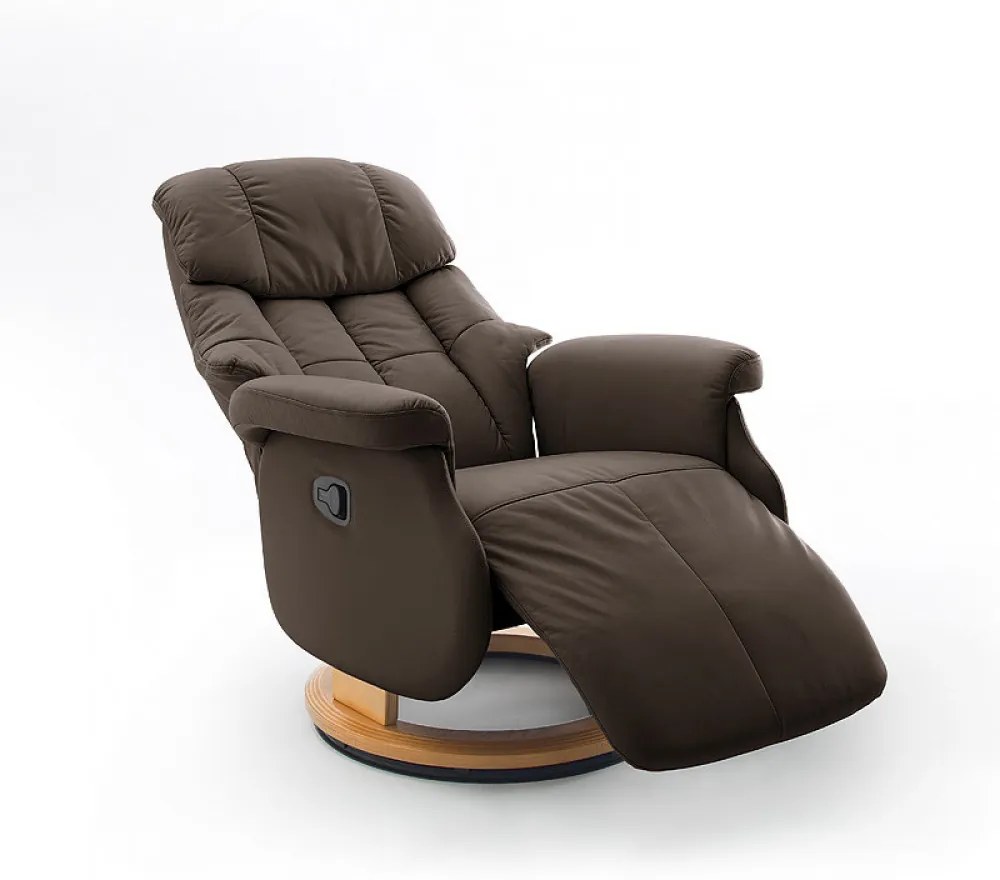 CALGARY Comfort L Barna bőr relax fotel lábtartóval natúr lábbal