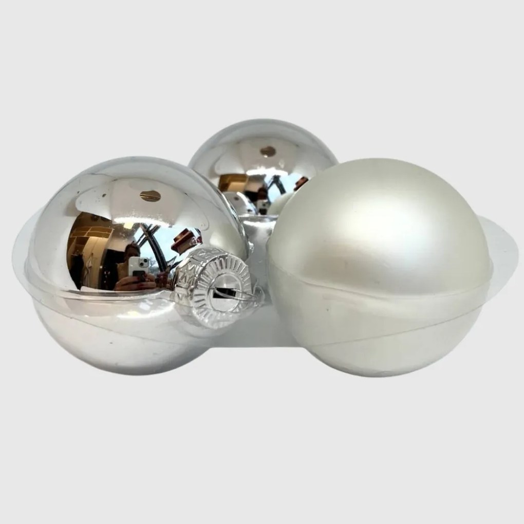 Silver ezüst üveg karácsonyi gömb szett 12*6cm