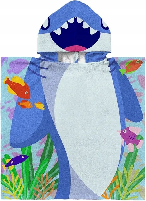 Poncsó Gyerek Kapucnis Törölköző 60x120 Strand Gyorsan Száradó Medence