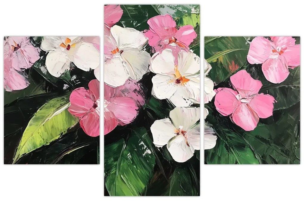 Kép - Rózsaszín és fehér virágok (90x60 cm)