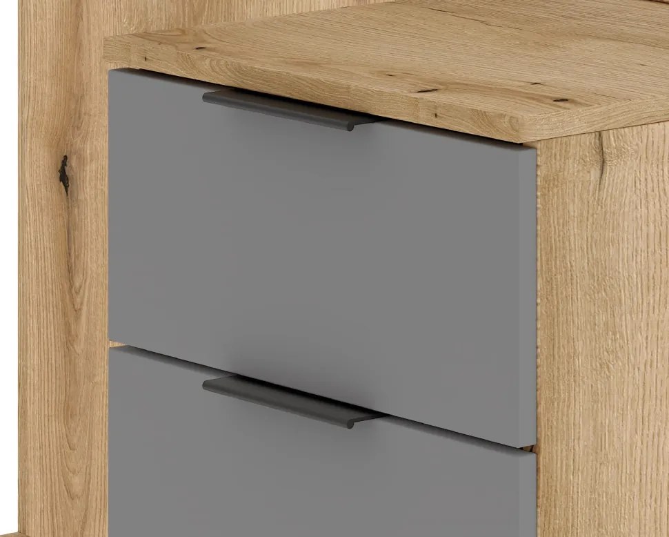 NORDIC Előszobafal Tölgy/Grafit Színben