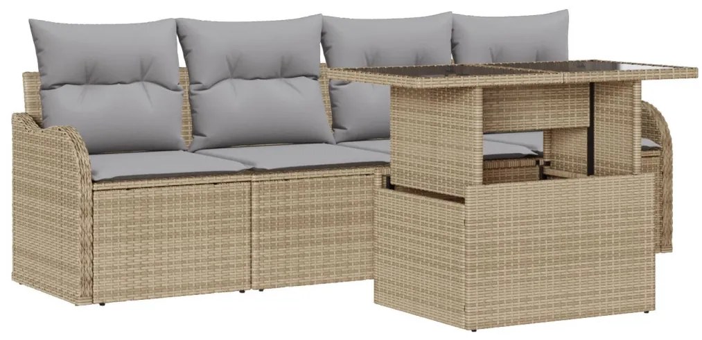 Kerti Kanapé Szett 5 pcs Bézs 100 x 55 x 73 cm Poli rattan