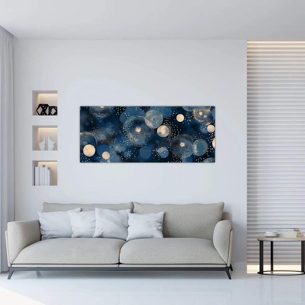 Kép - Kék-arany gyűrűk (120x50 cm)