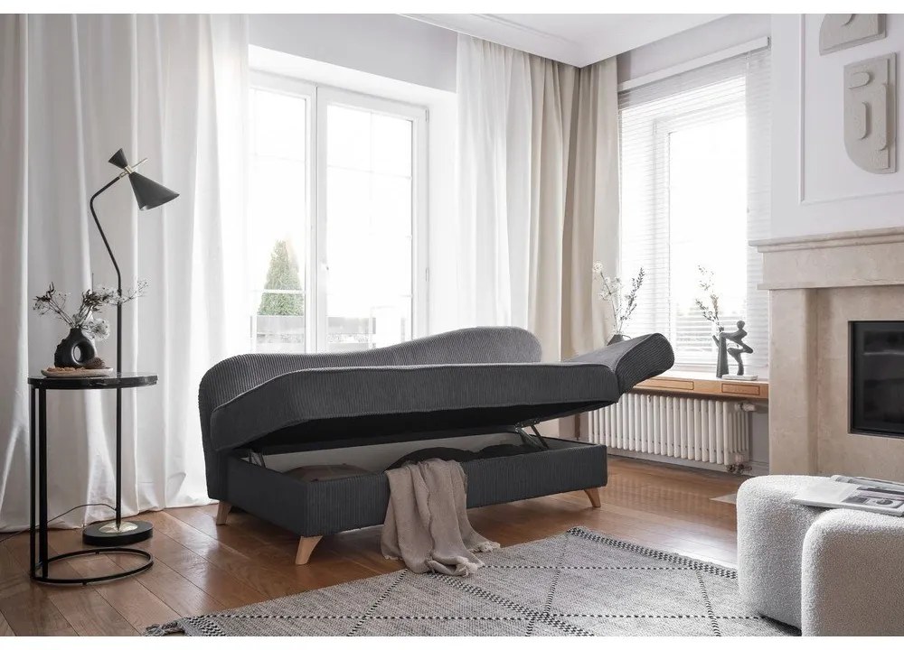 Szürke kordbársony heverő (jobb oldali) Chic Charlotte – Miuform