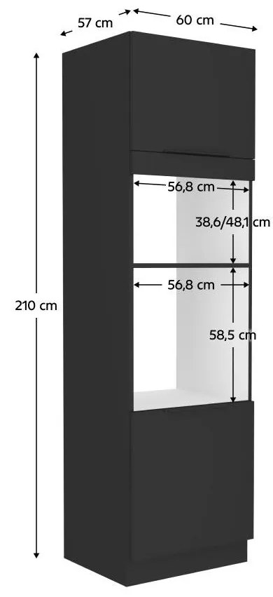Magas szekrény beépíthető sütőhöz és mikrohullámú sütőhöz Sobera 60 DPM 210 2F (fekete) . 1097020