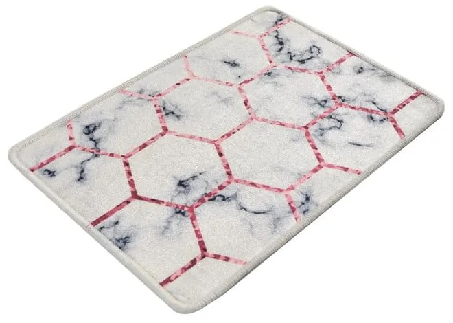 Fehér-szürke fürdőszobai kilépő 60x40 cm Honeycomb - Foutastic