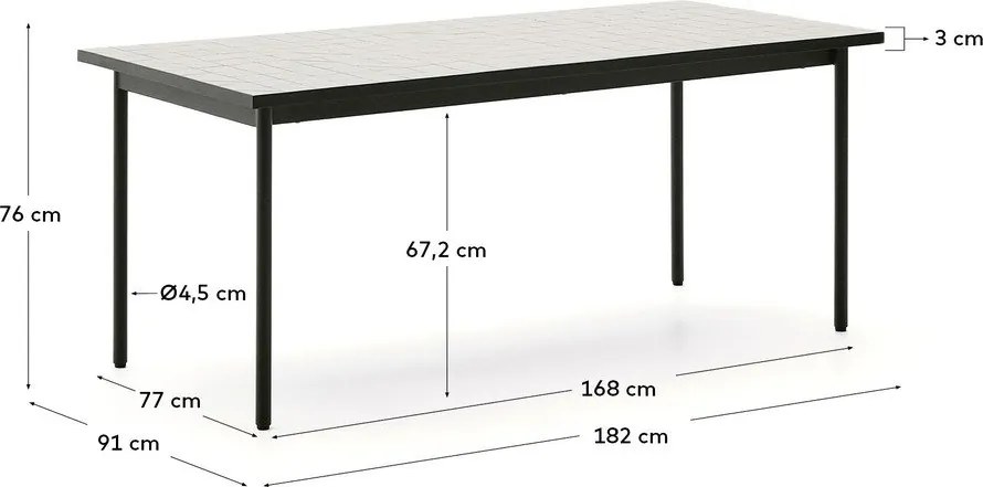 Acél kerti étkezőasztal 91x182 cm Maurina – Kave Home