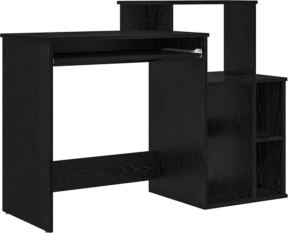 vidaXL Asztal fiókkal Fekete tölgy 120,5 x 44 x 88,5 cm Faanyag