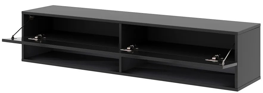 TV szekrény 140 cm fekete / fekete magasfény színkombinációban – DERBY