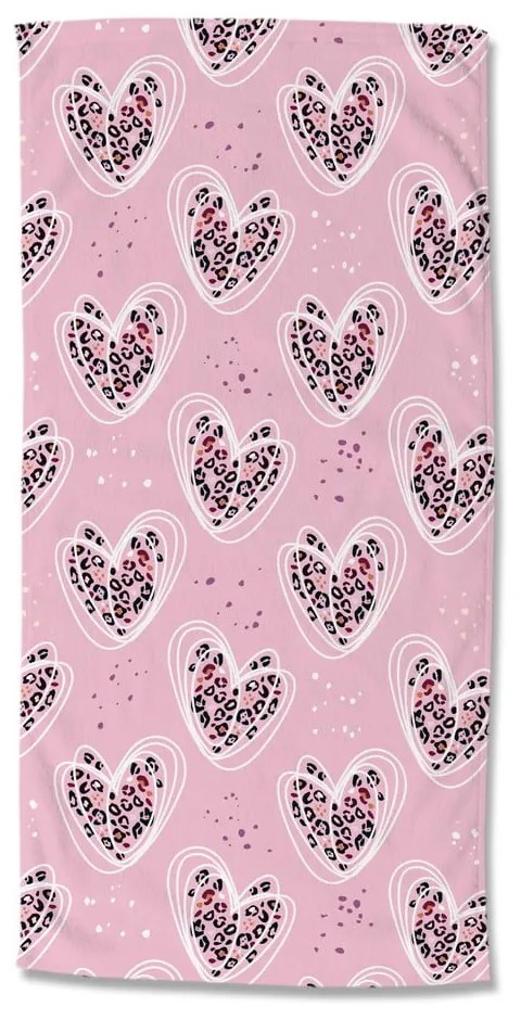 Rózsaszín gyerek bársony strandtörölköző 75x150 cm Femke – Good Morning